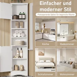 ProximaX Meuble triangulaire salle de bain blanc, résistant à l'humidité, étagères ouvertes, double porte avec étagères réglables* Meuble Wc