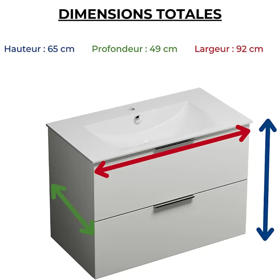 Burgbad Meuble vasque 90 cm Olena blanc brillant + colonne* Ensemble Meuble De Salle De Bains