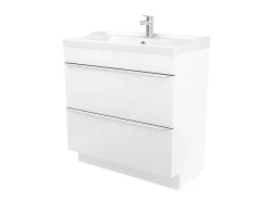 GoodHome Meuble vasque à poser blanc l.80 cm Imandra + plan vasque blanc céramique Lana,* Meuble Vasque