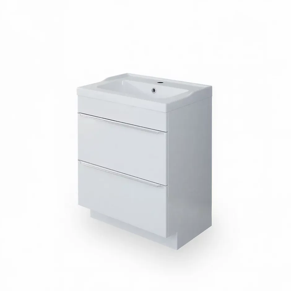 GoodHome Meuble vasque à poser blanc l.60 cm Imandra + plan vasque blanc céramique Lana,