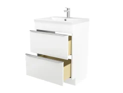 GoodHome Meuble vasque à poser blanc l.60 cm Imandra + plan vasque blanc céramique Nira,