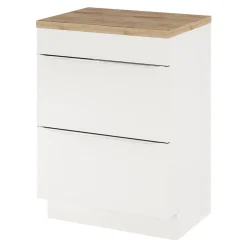 GoodHome Meuble vasque à poser blanc brillant l.60 cm Imandra + plan de toilette chêne massif Hartland,* Meuble Vasque|Meuble Buanderie