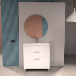 Futurbath Meuble vasque à poser blanc mat l.80 cm + plan simple vasque porcelaine, Louna* Meuble Vasque