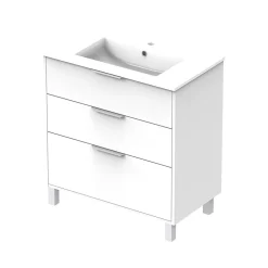 Futurbath Meuble vasque à poser blanc mat l.80 cm + plan simple vasque porcelaine, Louna* Meuble Vasque