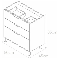 Futurbath Meuble vasque à poser blanc mat l.80 cm + plan simple vasque porcelaine, Louna* Meuble Vasque