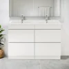GoodHome Meuble vasque à poser blanc brillant l.120 cm Imandra + plan double vasque blanc céramique Nira,
