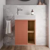Bernstein Meuble vasque Abricot mat de salle de bain 55x24x59cm (LxPxH) 1 porte à gauche + 2 cases rangement - BELDIVO* Lave-Mains