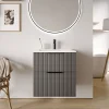 Bernstein Meuble vasque Anthracite mat strié de salle de bain 60x46x62cm (LxPxH) + vasque céramique, Poignées chrome - TIM60* Lave-Mains