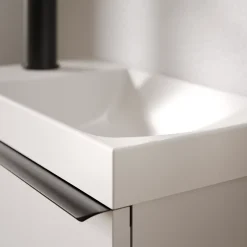 Bernstein Meuble vasque Anthracite mat strié de salle de bain 40x22x55cm (LxPxH) + vasque céramique, Poignée Noir mat - TIM40* Lave-Mains