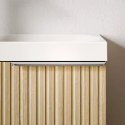 Bernstein Meuble vasque Beige strié de salle de bain 40x22x55cm (LxPxH) + vasque céramique, Poignée Chrome - TIM40