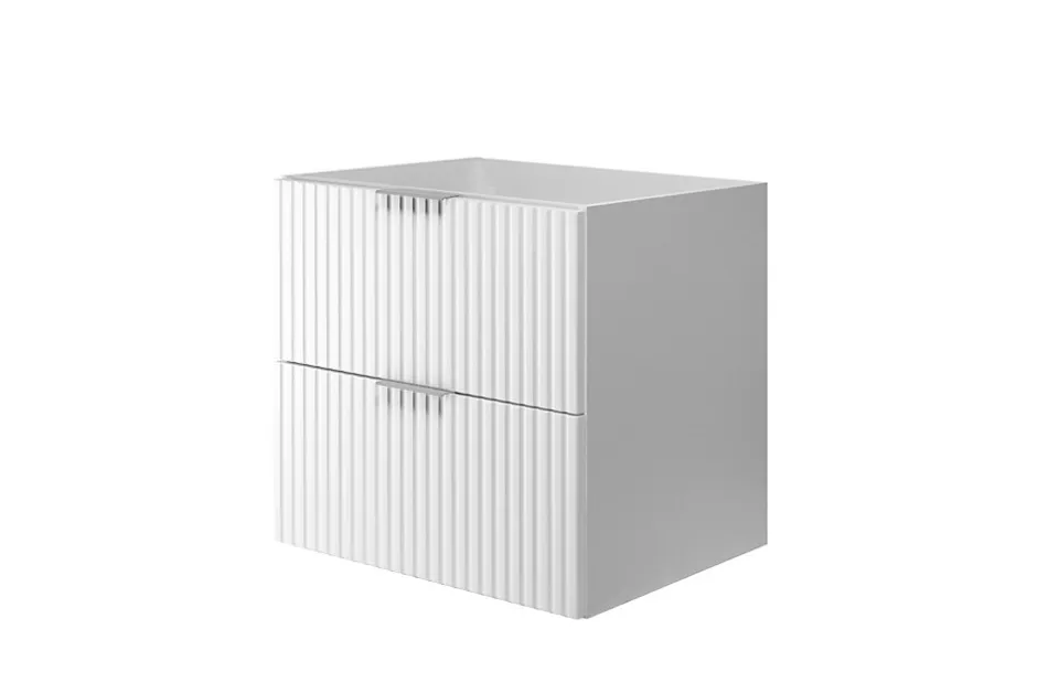 3xE Living Meuble vasque, Blanc, 60 x 57 x 46 cm, poignée argentée, sans plateau* Lave-Mains