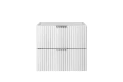 3xE Living Meuble vasque, Blanc, 60 x 57 x 46 cm, poignée argentée, sans plateau* Lave-Mains