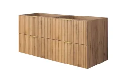 3xE Living Meuble vasque, Chêne Craft, 120 (2 x 60) x 57 x 46 cm, poignée dorée, sans plateau
