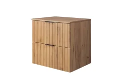 3xE Living Meuble vasque, Chêne Craft, 60 x 57 x 46 cm, poignée noire + Plan de travail