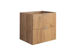 3xE Living Meuble vasque, Chêne Craft, 60 x 57 x 46 cm, poignée argentée, sans plateau