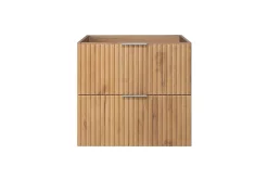 3xE Living Meuble vasque, Chêne Craft, 60 x 57 x 46 cm, poignée argentée, sans plateau