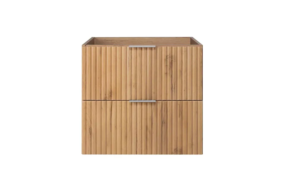 3xE Living Meuble vasque, Chêne Craft, 60 x 57 x 46 cm, poignée argentée, sans plateau