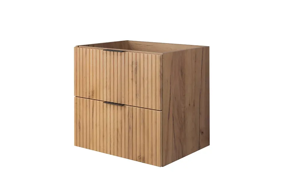 3xE Living Meuble vasque, Chêne Craft, 60 x 57 x 46 cm, poignée noire, sans plateau* Lave-Mains