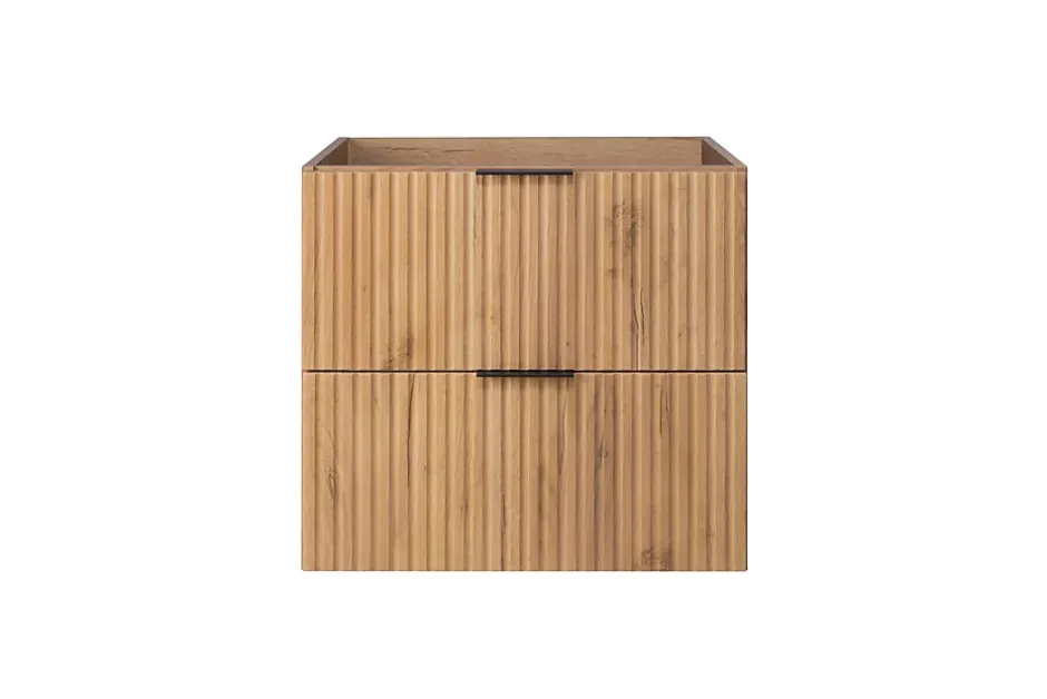 3xE Living Meuble vasque, Chêne Craft, 60 x 57 x 46 cm, poignée noire, sans plateau* Lave-Mains