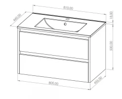 Sanitaire Meuble vasque JUPITER 3.0 Bleu Canard 80 cm - SANS miroir
