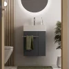 Bernstein Meuble vasque lave-main Anthracite mat 45x35x50cm (LxPxH) 1 tiroir + rangement droite + poignée Chrome - COMPACT450