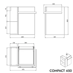 Bernstein Meuble vasque lave-main Anthracite mat 45x35x50cm (LxPxH) 1 tiroir + rangement droite + poignée Chrome - COMPACT450
