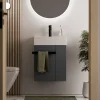 Bernstein Meuble vasque lave-main Anthracite mat 45x35x50cm (LxPxH) 1 tiroir + rangement droite + poignée Noir mat - COMPACT450