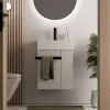 Bernstein Meuble vasque lave-main Blanc mat 45x35x50cm (LxPxH) 1 tiroir + rangement droite + poignée Noir mat - COMPACT450* Lave-Mains