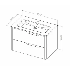 Sanitaire Meuble vasque LUNA Blanc brillant 80 cm - SANS miroir