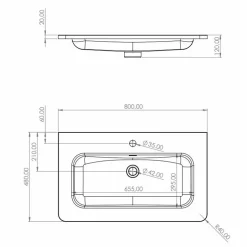 Sanitaire Meuble vasque LUNA Bois Clair 80 cm - SANS miroir