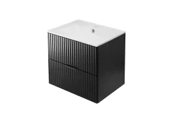 3xE Living Meuble vasque, Noir, 60 x 57 x 46 cm, poignée noire, sans plateau* Lave-Mains