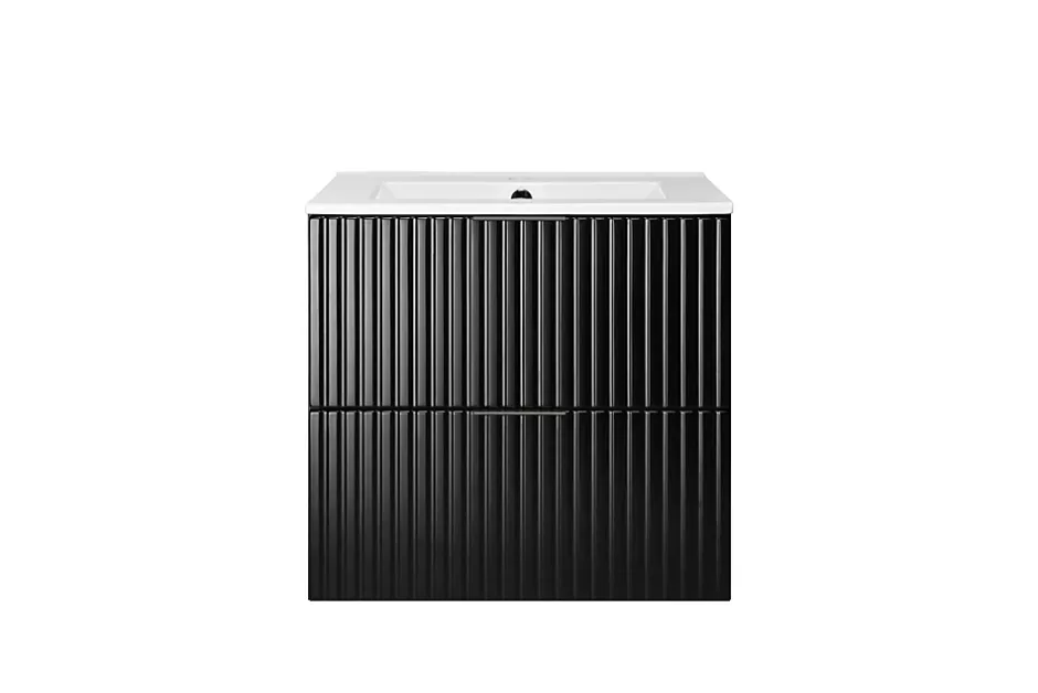 3xE Living Meuble vasque, Noir, 60 x 57 x 46 cm, poignée noire, sans plateau* Lave-Mains