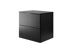 3xE Living Meuble vasque, Noir Mat, 60 x 57 x 46 cm, poignée dorée + Plan de travail* Lave-Mains