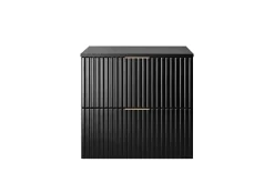 3xE Living Meuble vasque, Noir Mat, 60 x 57 x 46 cm, poignée dorée + Plan de travail* Lave-Mains