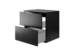 3xE Living Meuble vasque, Noir Mat, 60 x 57 x 46 cm, poignée dorée + Plan de travail* Lave-Mains