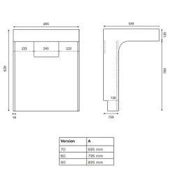 Cuisibane Meuble vasque PMR EPURE 90 cm avec miroir led Elégance et caisson roulant - Blanc brillant