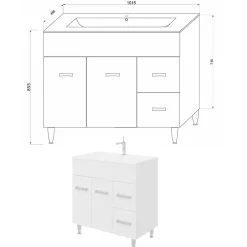Saniverre Meuble vasque sur pieds MADRID - simple vasque Blanc L. 100 cm -