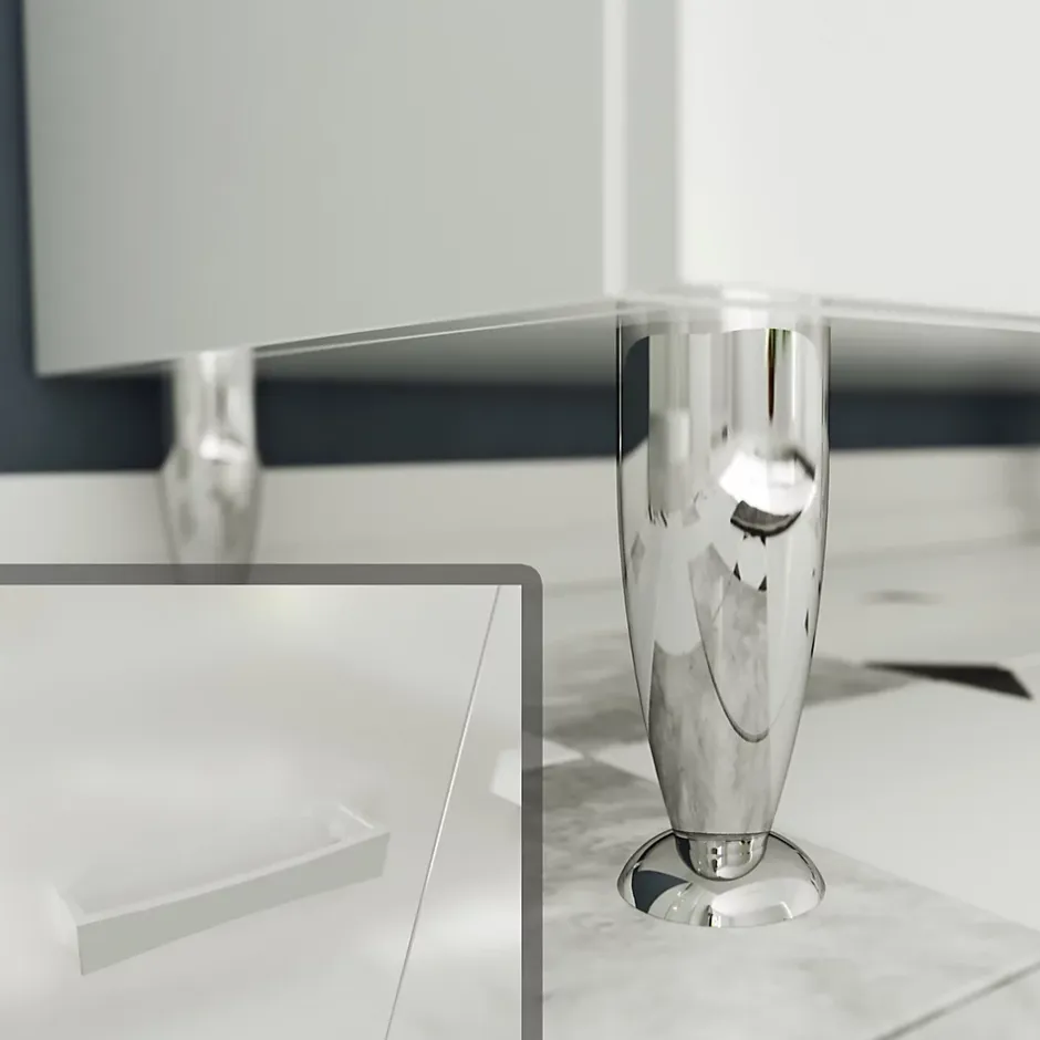 Saniverre Meuble vasque sur pieds MADRID - simple vasque Blanc L. 100 cm -