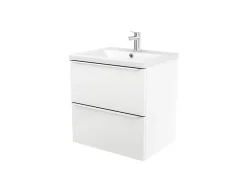 Cooke & Lewis Meuble vasque suspendu blanc brillant l.60 cm Imandra + plan vasque blanc céramique Nira, GoodHome