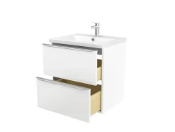 Cooke & Lewis Meuble vasque suspendu blanc brillant l.60 cm Imandra + plan vasque blanc céramique Nira, GoodHome