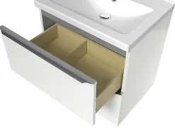 Cooke & Lewis Meuble vasque suspendu blanc brillant l.60 cm Imandra + plan vasque blanc céramique Nira, GoodHome