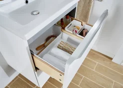 Cooke & Lewis Meuble vasque suspendu blanc brillant l.60 cm Imandra + plan vasque blanc céramique Nira, GoodHome