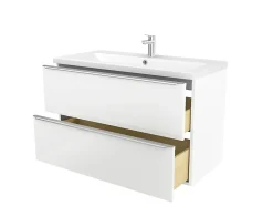 GoodHome Meuble vasque suspendu blanc brillant l.80 cm Imandra + plan vasque blanc céramique Nira,