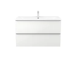 GoodHome Meuble vasque suspendu blanc brillant l.80 cm Imandra + plan vasque blanc céramique Nira,