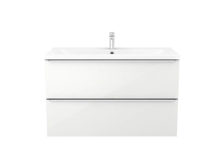 GoodHome Meuble vasque suspendu blanc brillant l.80 cm Imandra + plan vasque blanc céramique Nira,