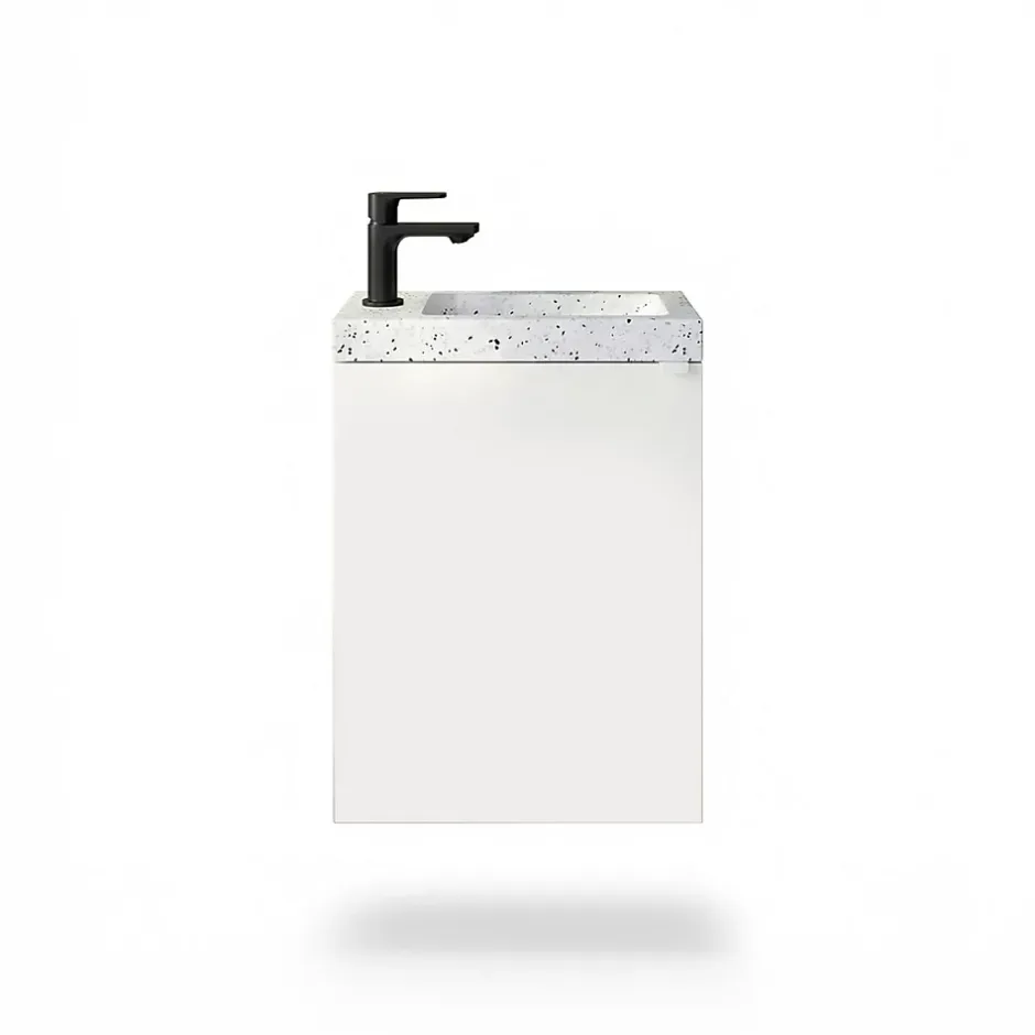 Homesight Meuble vasque suspendu blanc mat l.44 cm Imandra + plan vasque terrazzo, GoodHome* Lave-Mains