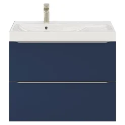 GoodHome Meuble vasque suspendu bleu nuit mat l.80 cm Imandra + plan vasque blanc résine Mila,