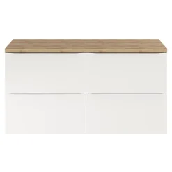 GoodHome Meuble vasque suspendu blanc brillant l.120 cm Imandra + plan de toilette chêne massif Hartland,