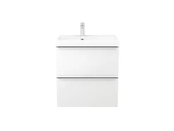 GoodHome Meuble vasque suspendu blanc brillant l.60 cm Imandra + plan vasque blanc résine Mila,* Meuble Vasque