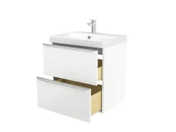 GoodHome Meuble vasque suspendu blanc brillant l.60 cm Imandra + plan vasque blanc résine Mila,* Meuble Vasque